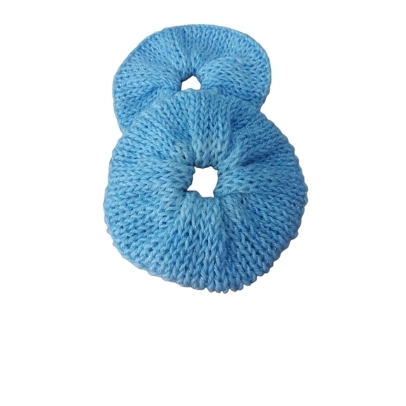 Hand Knit Set Of Two Scrunchies - Picture 2 of 4
